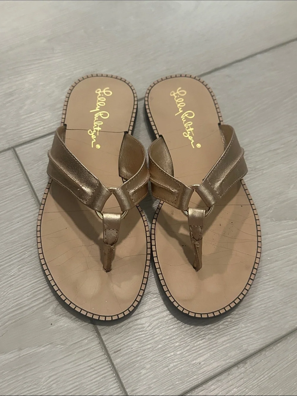 Lilly Pulitzer Rose Gold Thong Sandals